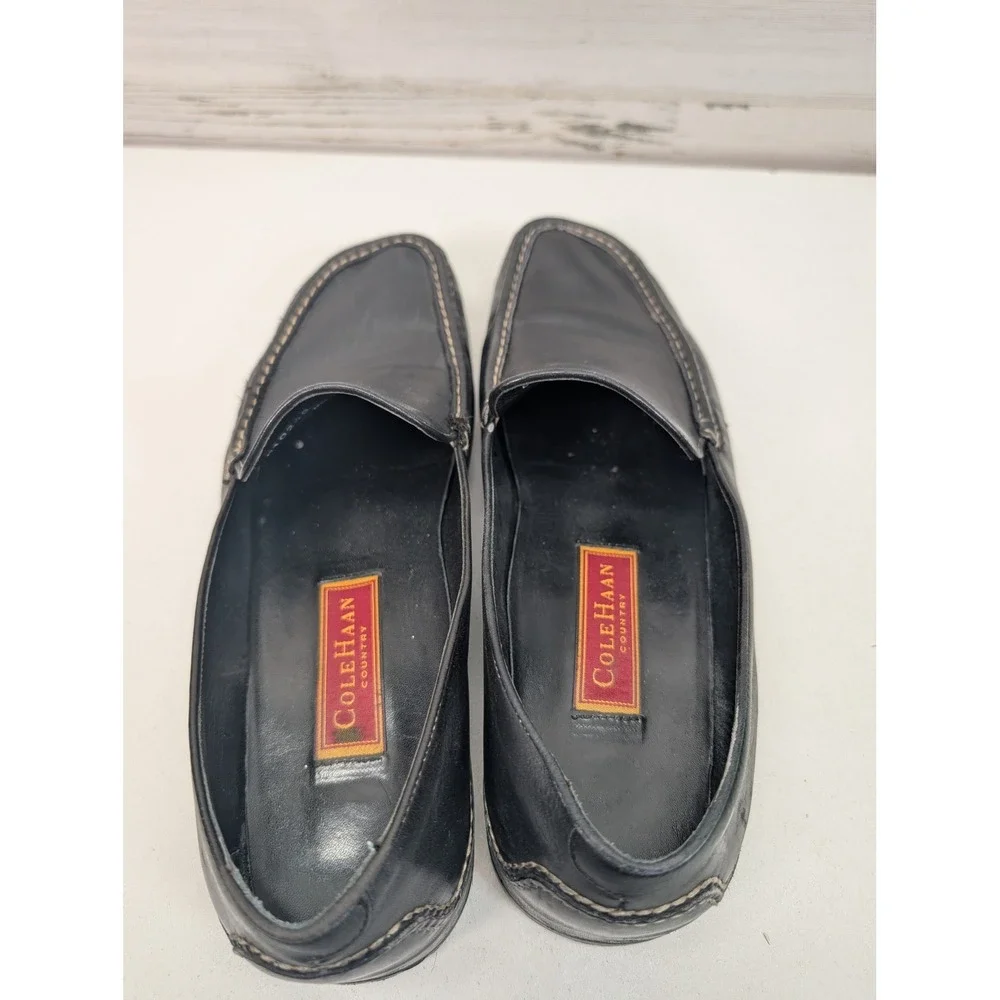 Cole Haan Country Mens Black Leather Loafers Moc Toe Made in Brazil‎ D10249 10B